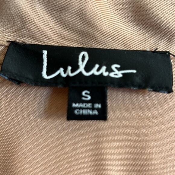 Lulus Lucky Break Beige Oversized Jacket Size S Draped Tencel Pockets Roll Tab - Picture 3 of 5